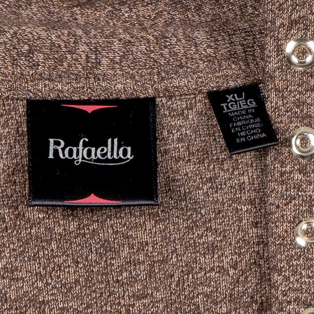 Rafaella Cardigan Sweater XL Womens Brown Rivet Accent Open Long Cotton Blend - Picture 4 of 5